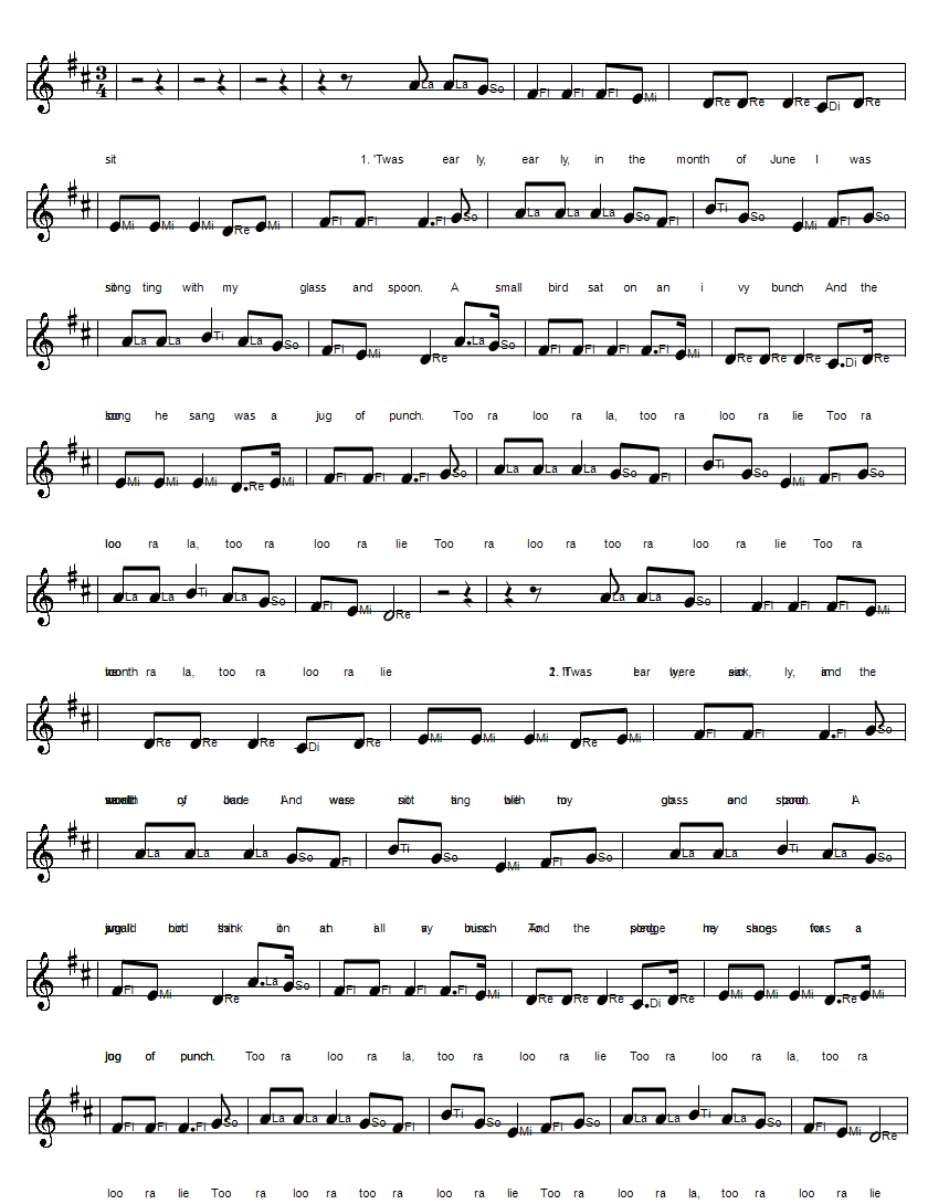 Jug of punch sheet music in solfege do re me format