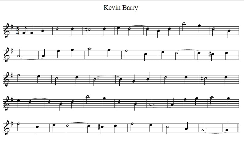 Kevin Barry sheet  music