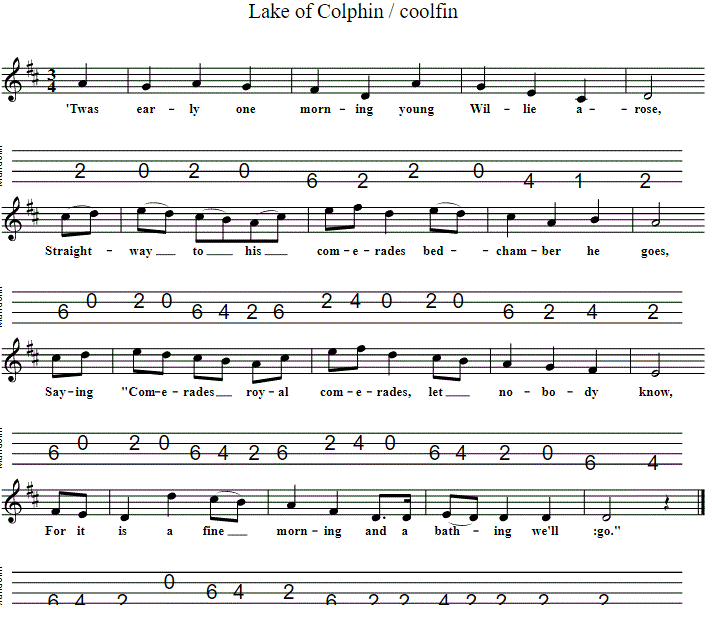 The lakes of Coolfin guitar tab in CGDA