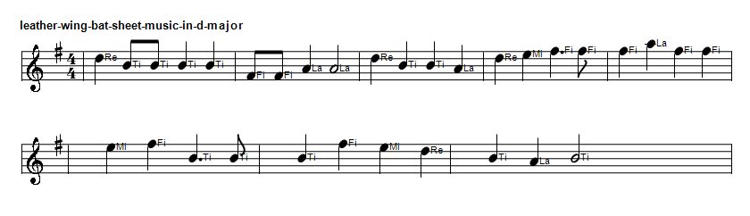Leather wing bat sheet music in the key of D Major