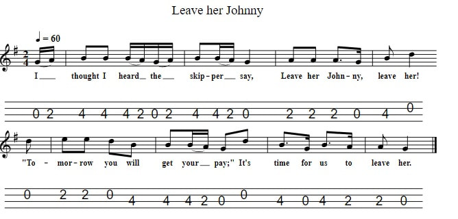 Leave her Johnny leave her guitar tab in CGDA
