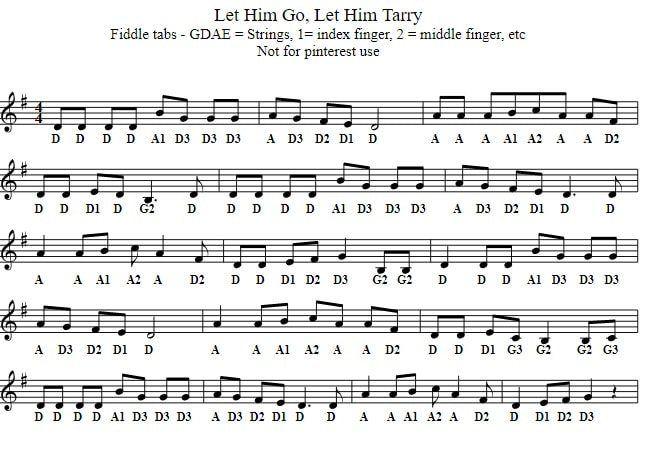 Let him go let him tarry violin sheet music for beginners