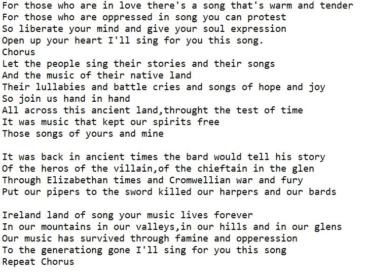 Let the people sing lyrics by The Wolfe Tones