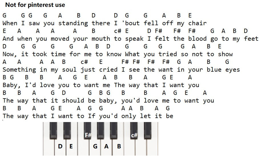 I'd love you to want me Lobo piano letter notes