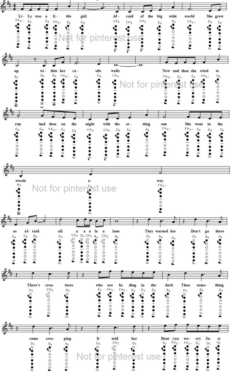 Lily easy flute sheet music by Alan Walker