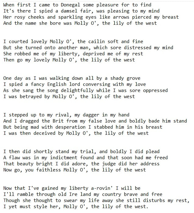 Lily of the west lyrics