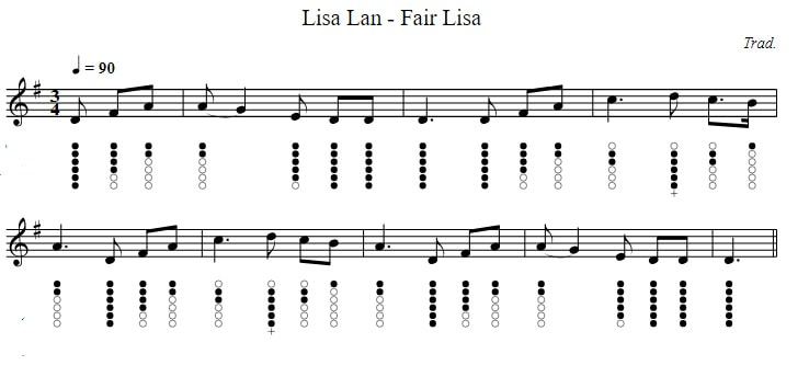 Lisa lan tin whistle sheet music notes