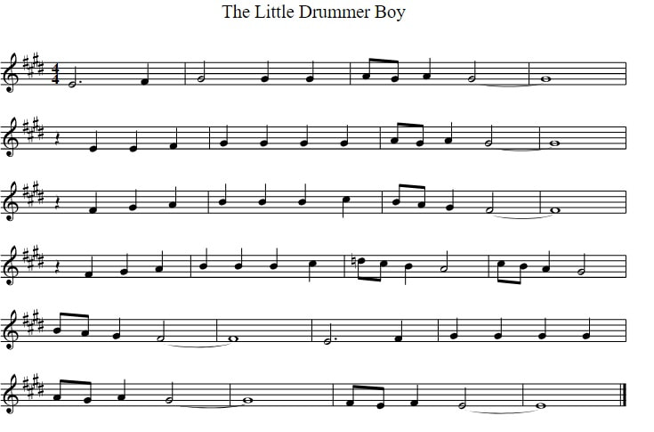 The little drummer boy sheet-music-in-E Major