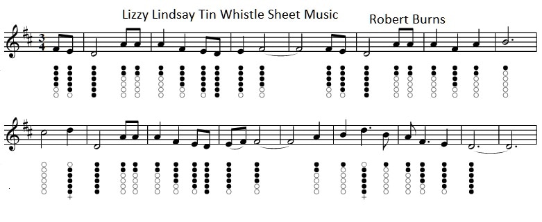 Lizzy lindsay tin whistle sheet music