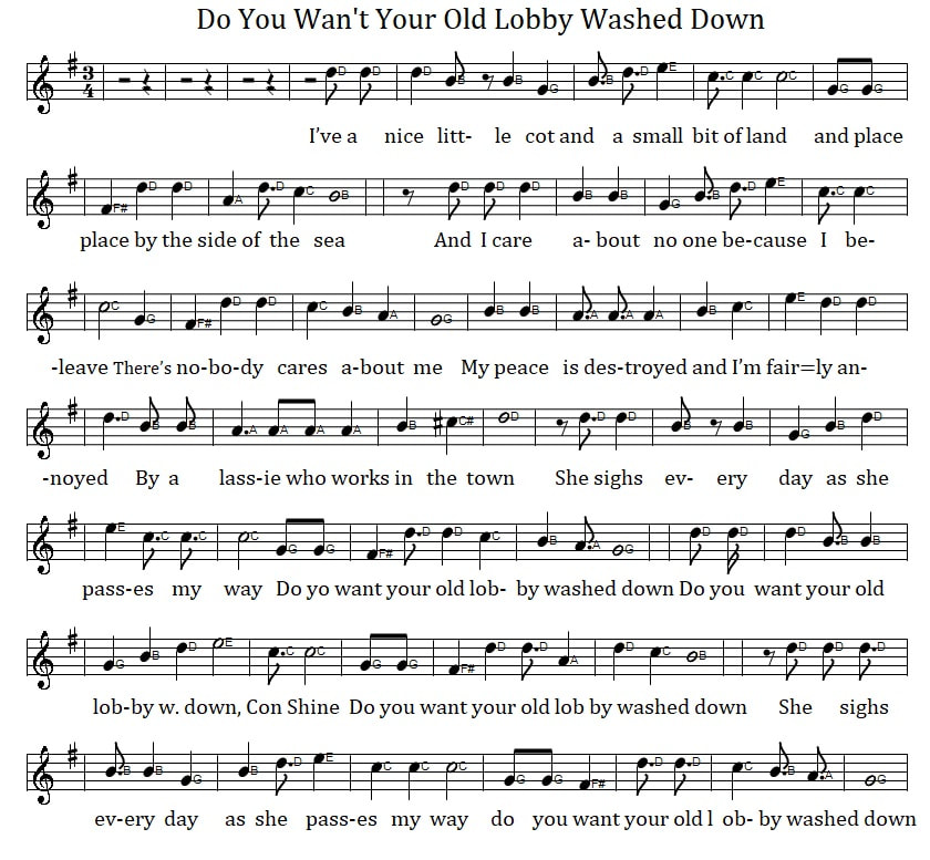 Do you want your old lobby washed down sheet music with lyrics