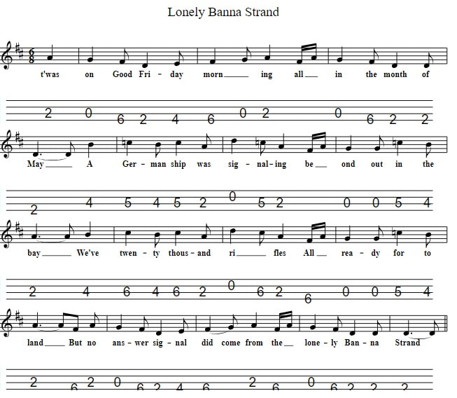 Lonely banna strand tenor guitar / mandola tab