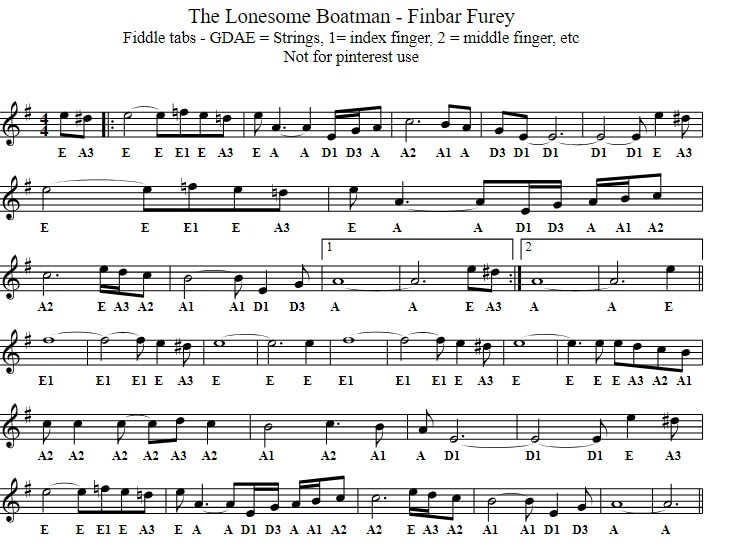 The Lonesome Boatman Violin Sheet Music For Beginners