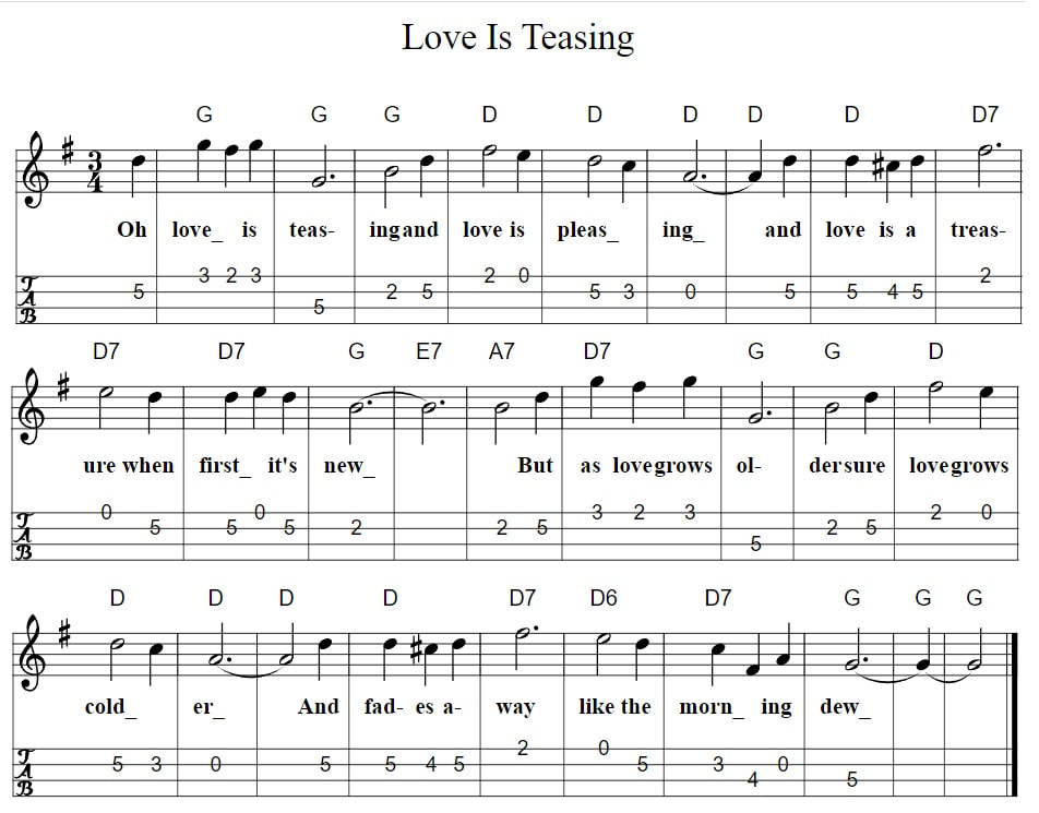Love is teasing mandolin / tenor banjo tab