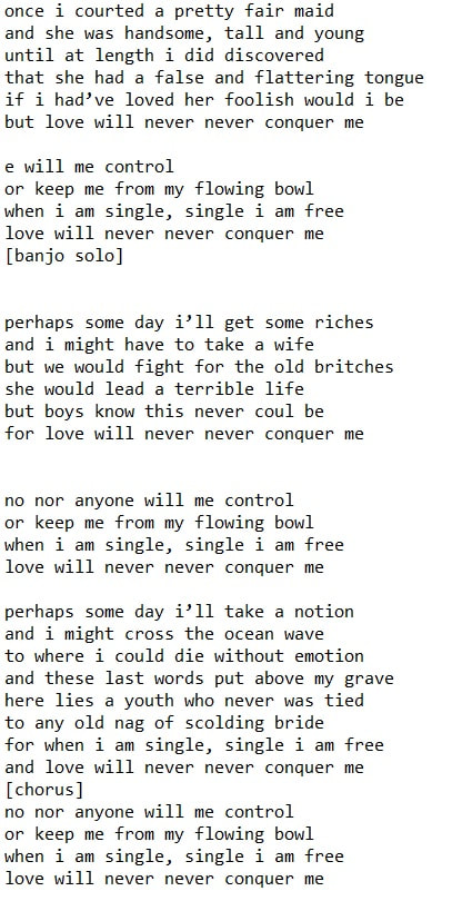 love will never conquer me lyrics