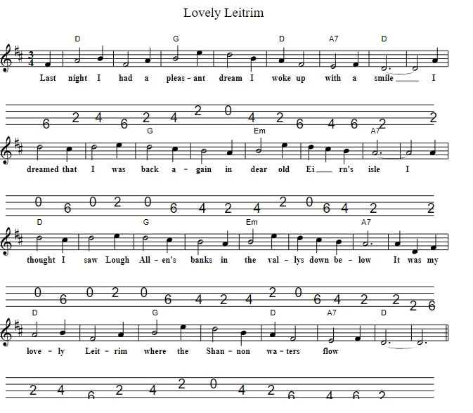 Lovely Leitrim tenor guitar / mandola tab