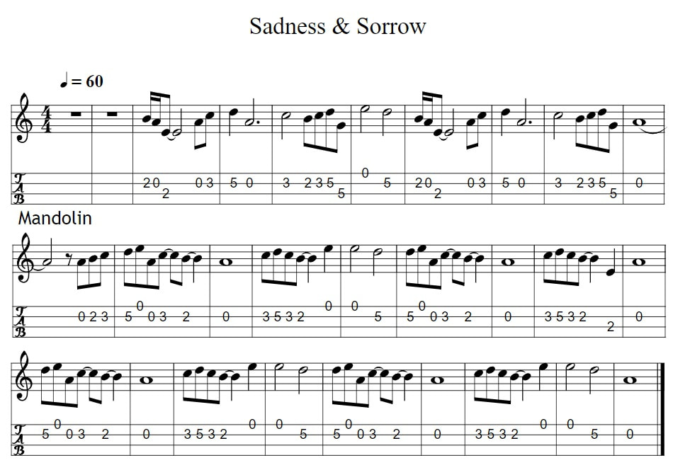 Mandolin tab for Sadness And Sorrow