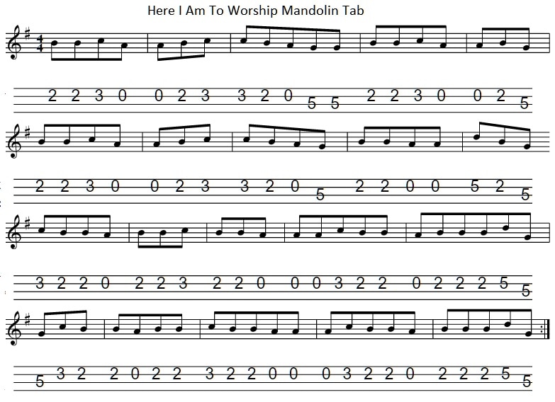 Here I am to worship mandolin tab