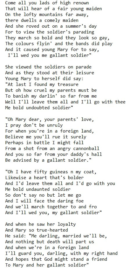 Mary and the soldier lyrics by Paul Brady