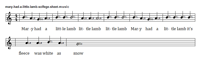 Mary had a little lamb solfege sheet music notes