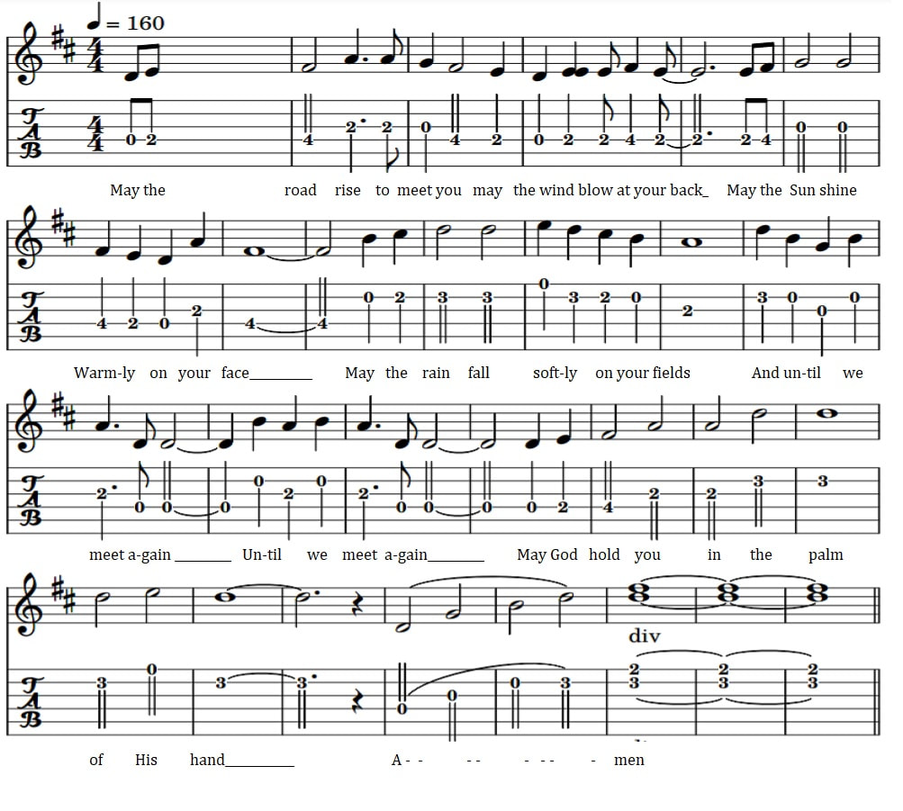 May the road rise to meet you guitar tab