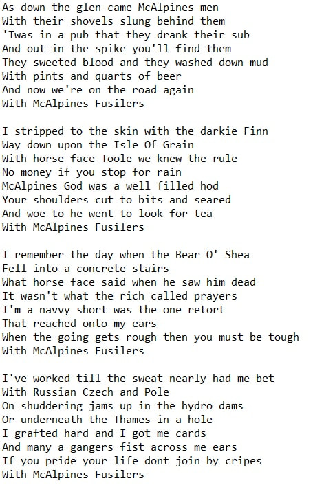 McAlpines Fusiliers lyrics by The Dubliners
