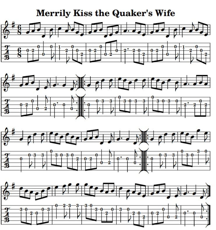 Merrily kissed the Quaker's wife guitar tab
