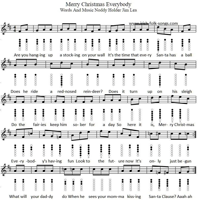 Merry Christmas everybody sheet music by Slade