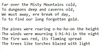 Misty mountain cold song lyrics