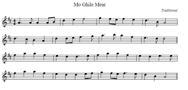 Mo ghile mear sheet music in D Major