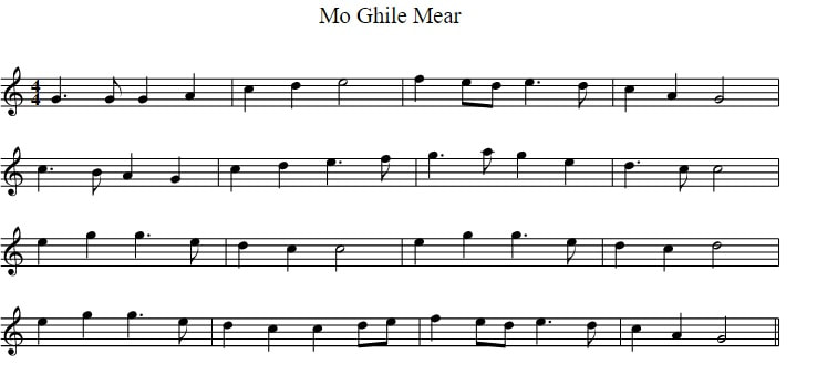 Mo Ghile Mear sheet music in the key of C Major