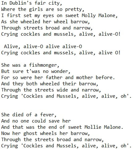 Molly Malone lyrics by The Dubliners