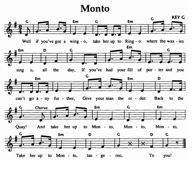 Monto sheet music lyrics and chords by The Dubliners