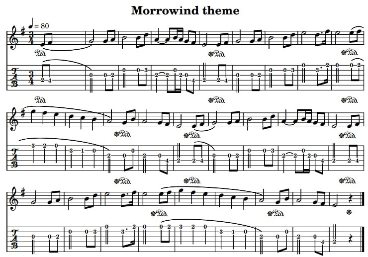 Morrowind Theme Tune guitar tab