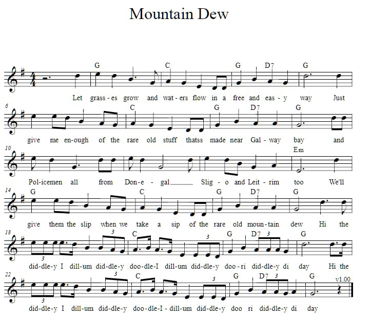 Mountain dew sheet music