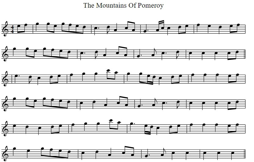 The mountains of Pomoroy sheet music in C Major
