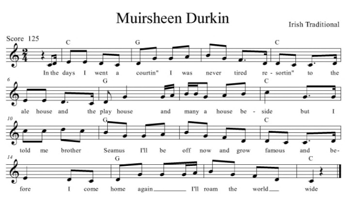 Muirsheen Durin song sheet music