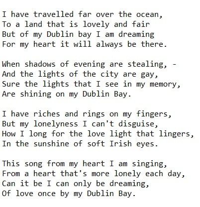 My Dublin Bay lyrics