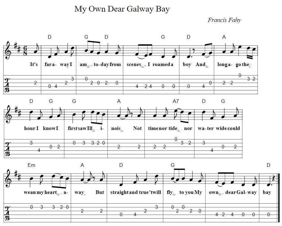 My own dear Galway bay guitar tab and lyrics