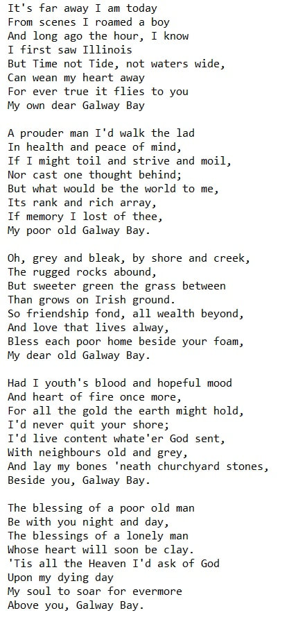 My own dear Galway Bay lyrics