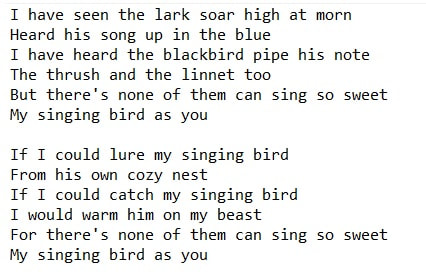 My singing bird song lyrics