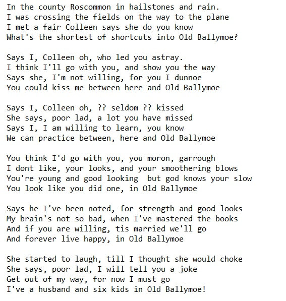 Old Ballymoe song lyrics