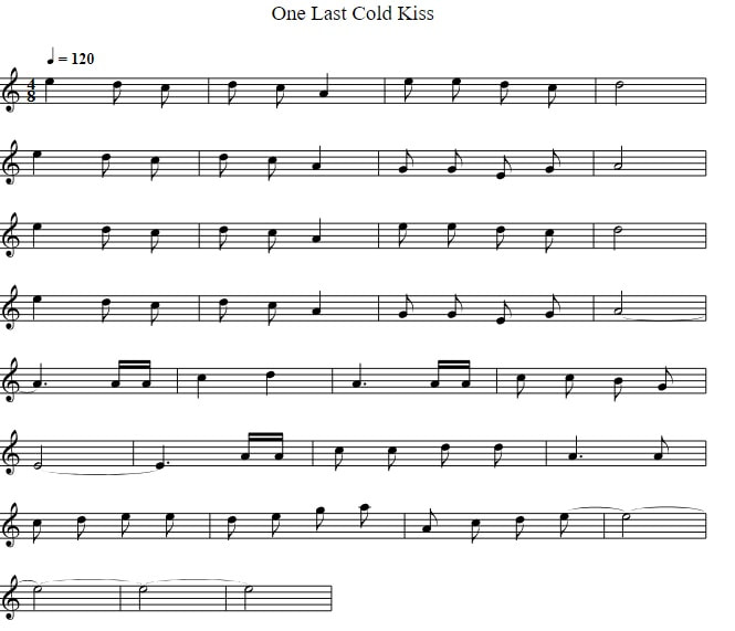 One last cold kiss sheet music