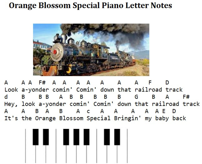 The Orange Blossom Special Song Piano Letter Notes