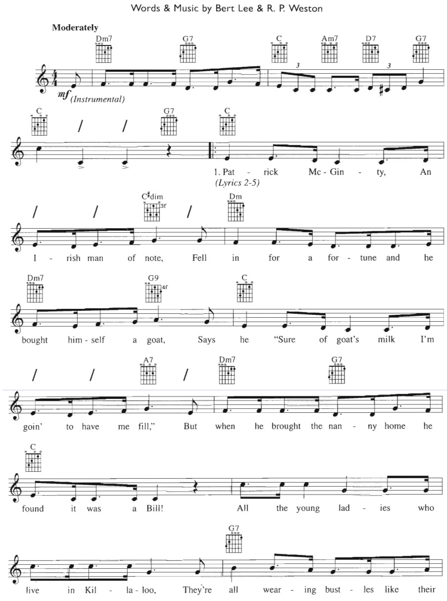 Paddy McGintys Goat sheet music score in C Major