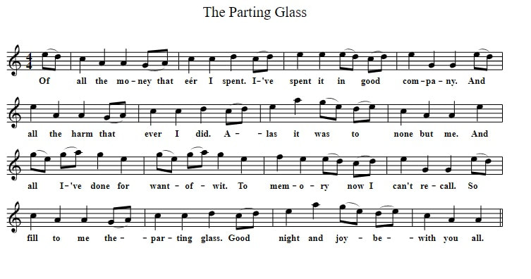 The parting glass sheet music in C Major