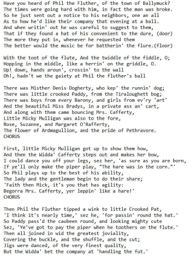 Phil the fluters ball song lyrics
