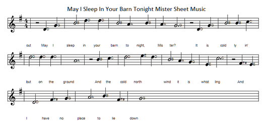 May i sleep in your barn tonight mister sheet music notes