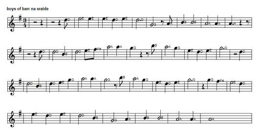 sheet music for Boys of Barr na Stráide 