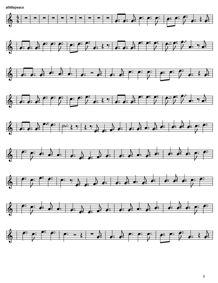 Ein bisschen frieden sheet music score in C Major