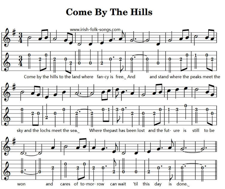 Come by the hills guitar tab